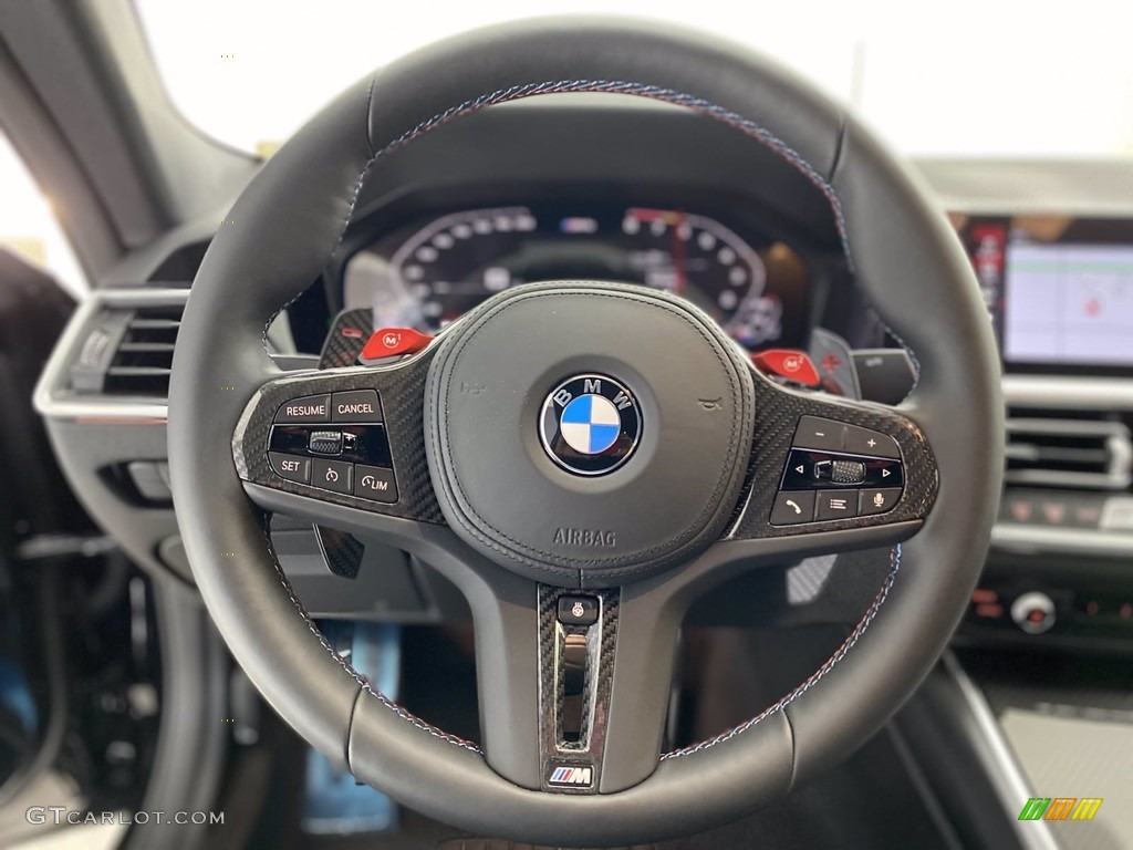 2021 BMW M4 Competition Coupe Black Steering Wheel Photo #141445622