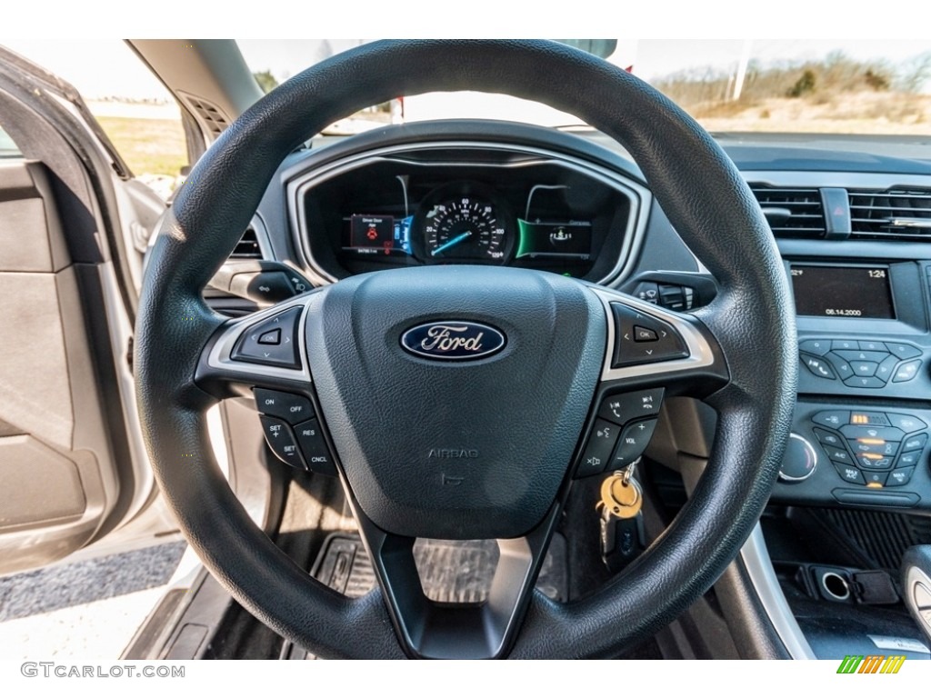 2014 Ford Fusion Hybrid S Earth Gray Steering Wheel Photo #141450610