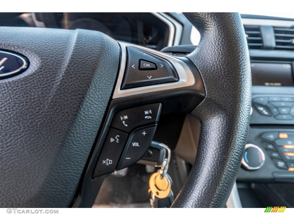 2014 Ford Fusion Hybrid S Earth Gray Steering Wheel Photo #141450623