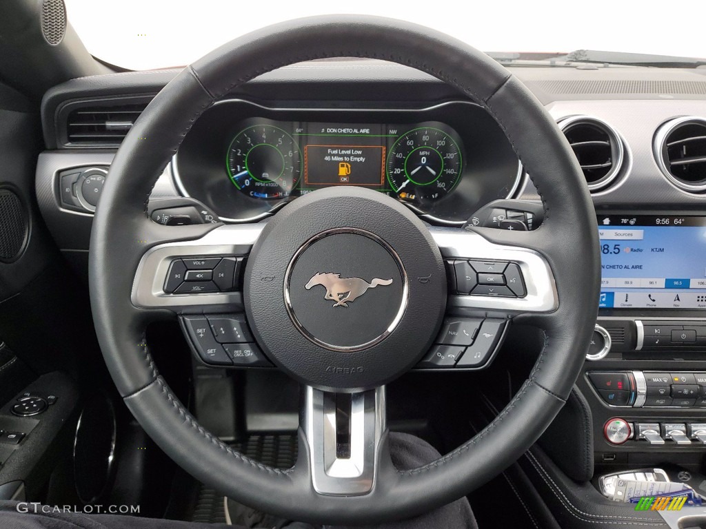 2019 Ford Mustang GT Premium Convertible Ebony Steering Wheel Photo #141455555