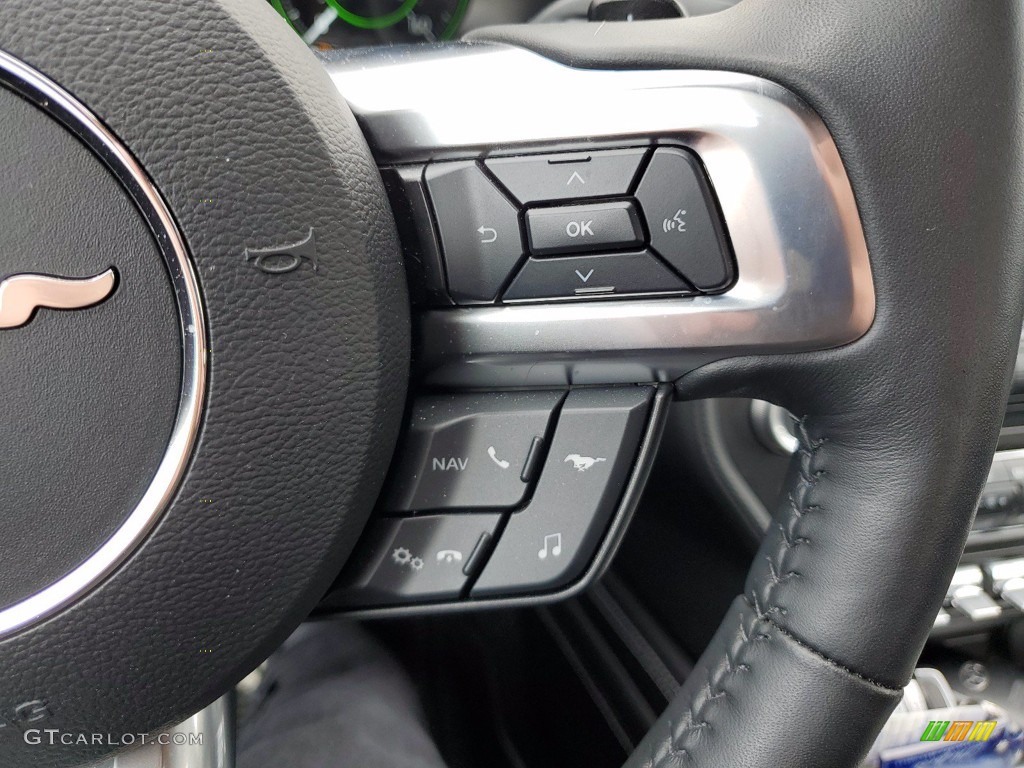 2019 Ford Mustang GT Premium Convertible Ebony Steering Wheel Photo #141455609