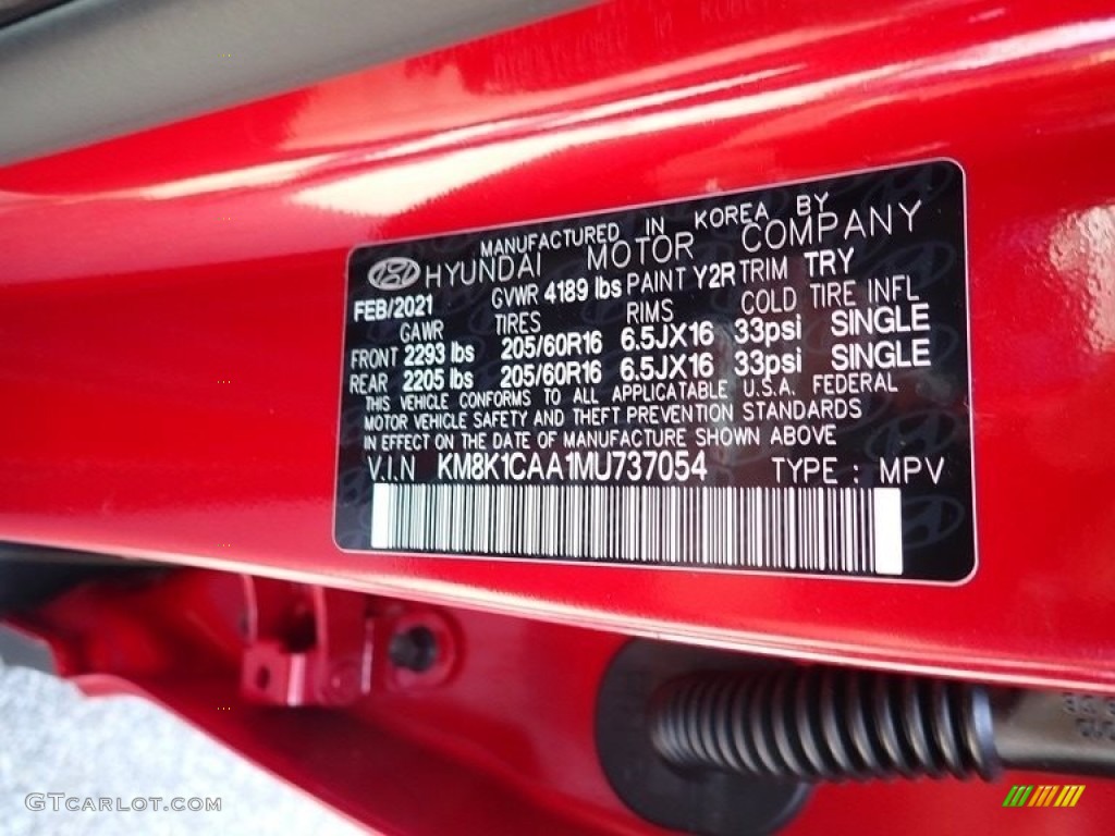 2021 Hyundai Kona SE AWD Color Code Photos