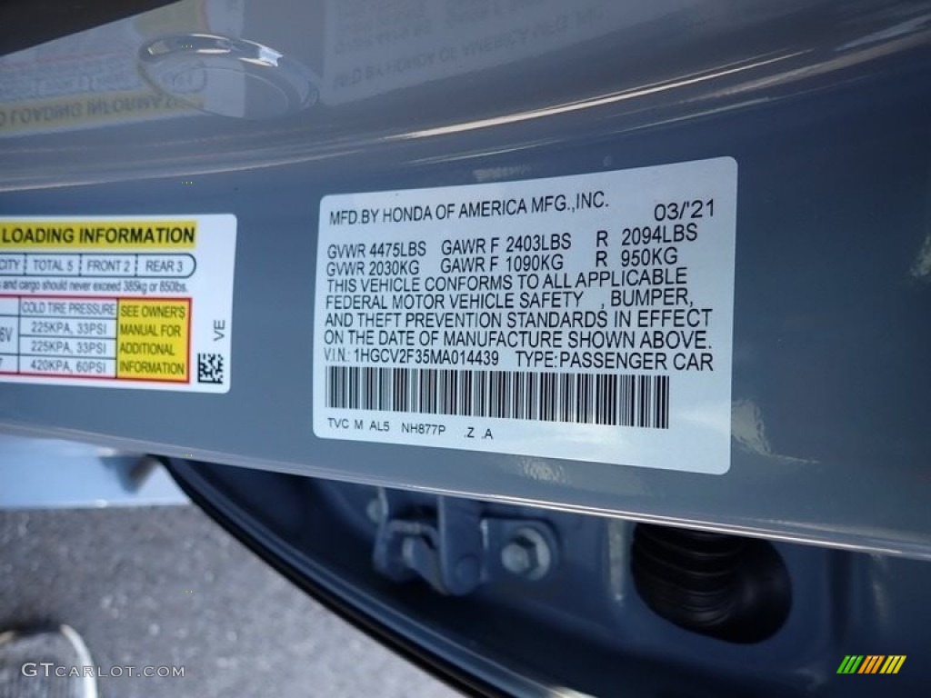 2021 Accord Sport - Sonic Gray Pearl / Black photo #12