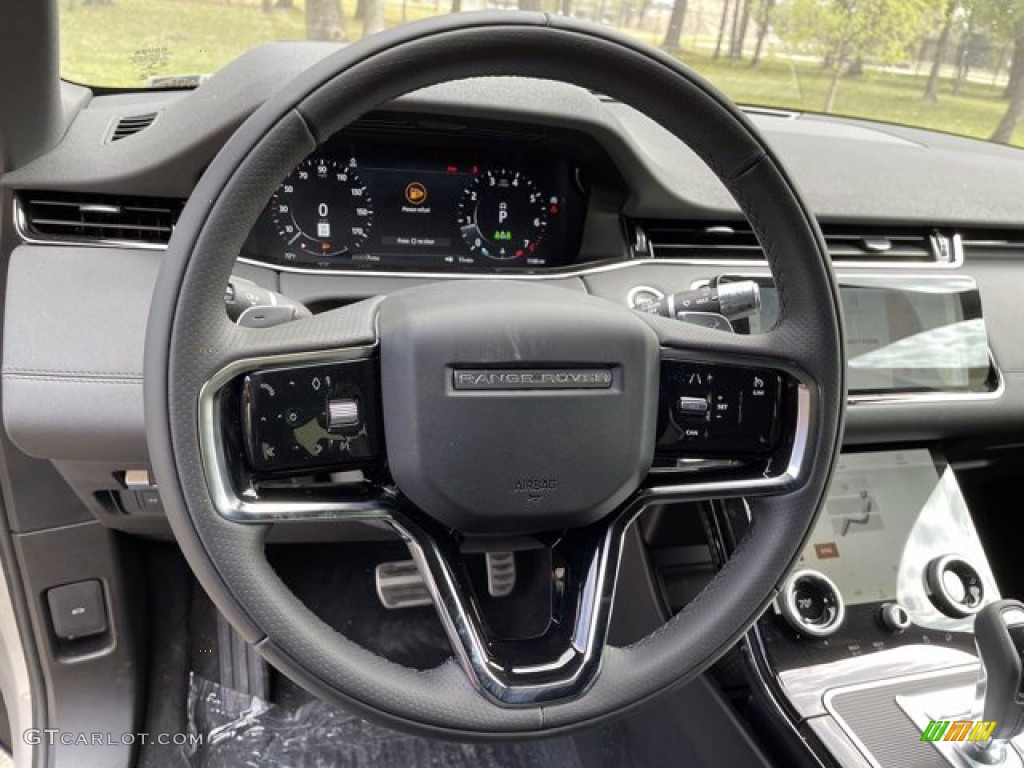 2021 Land Rover Range Rover Evoque S R-Dynamic Ebony Steering Wheel Photo #141466514