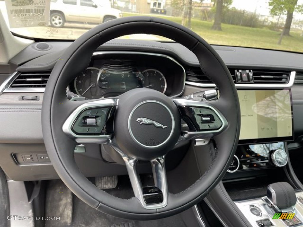 2021 Jaguar F-PACE P250 Ebony/Ebony Steering Wheel Photo #141467801