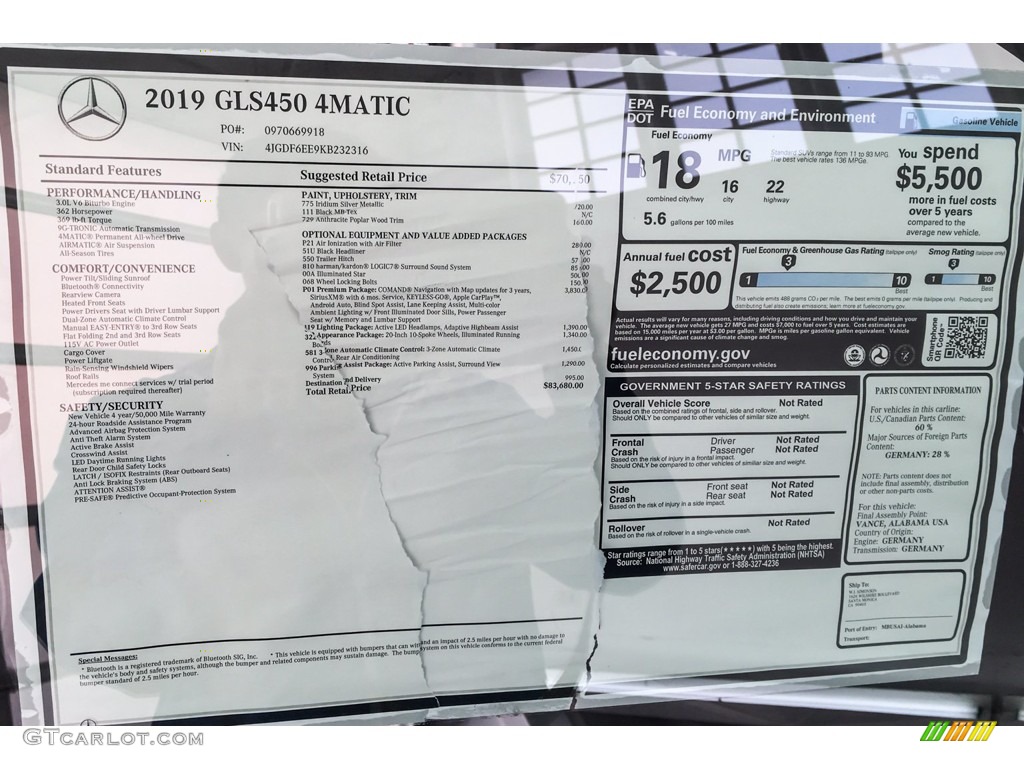 2019 GLS 450 4Matic - Iridium Silver Metallic / Black photo #10