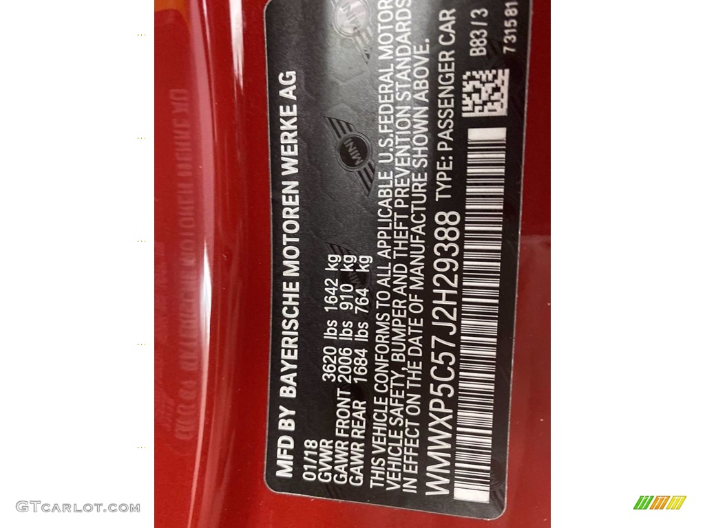 2018 Hardtop Cooper 2 Door - Blazing Red Metallic / Carbon Black photo #36