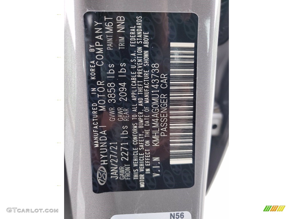 2021 Elantra SEL - Fluid Metal / Black photo #25