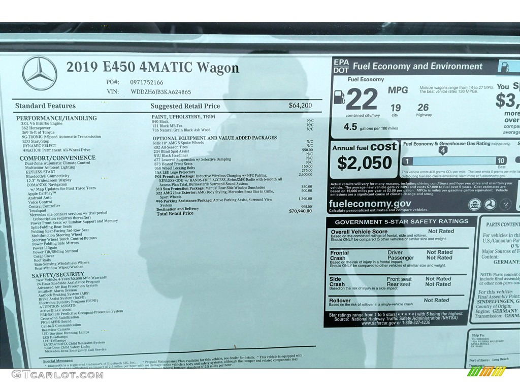 2019 E 450 4Matic Wagon - Black / Black photo #10