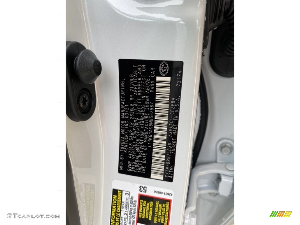 2021 Camry Color Code 089 for Wind Chill Pearl Photo #141487670