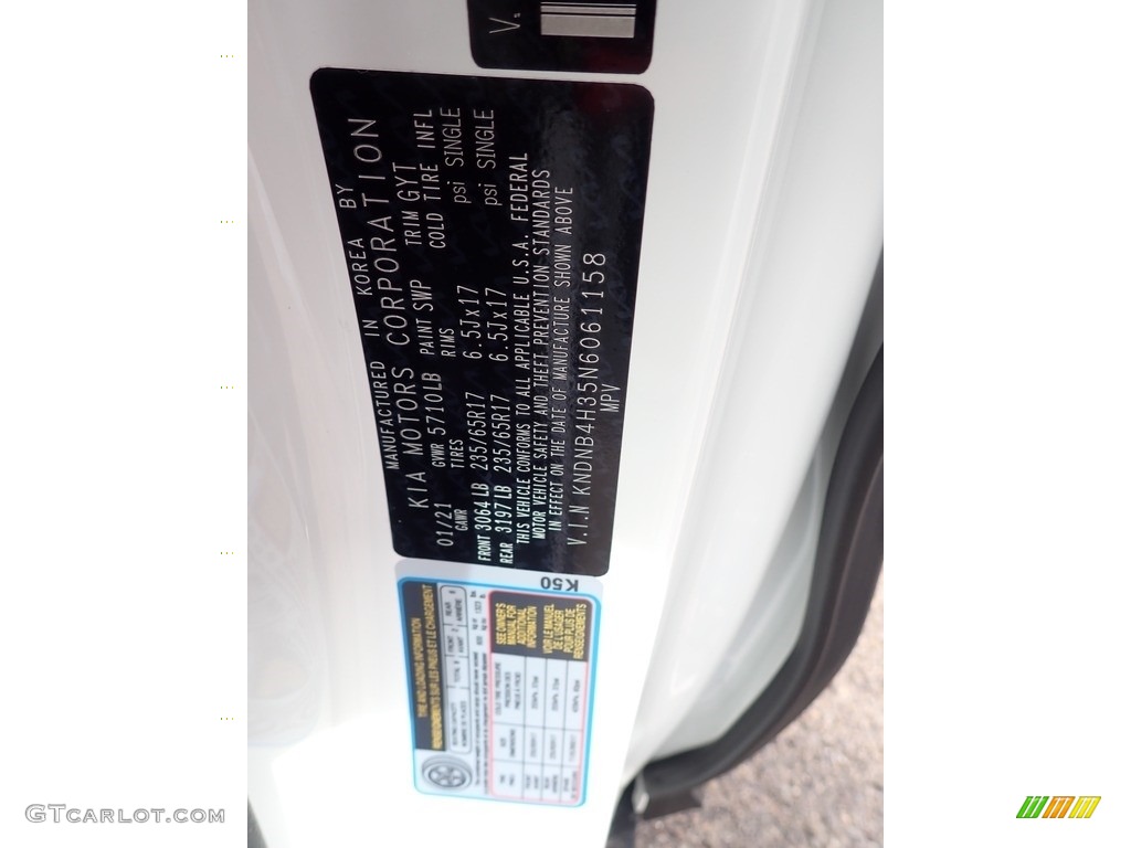 2022 Kia Carnival LX Color Code Photos