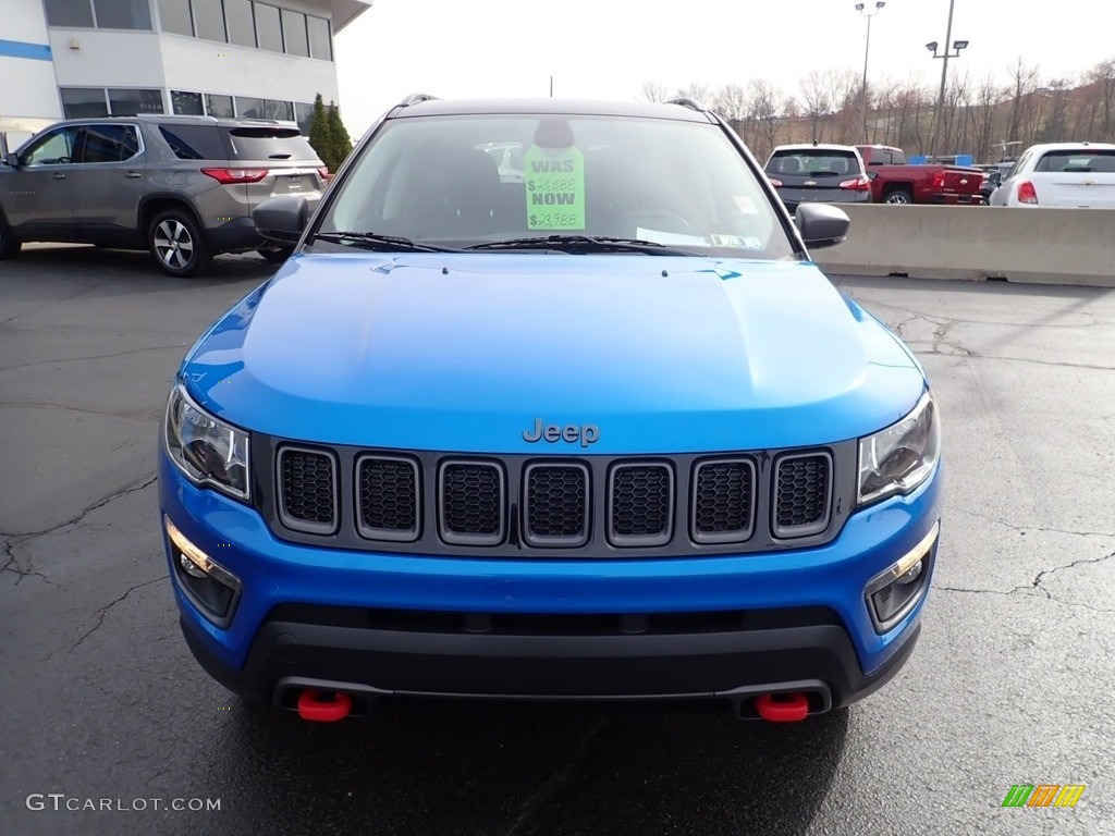 2018 Compass Trailhawk 4x4 - Laser Blue Pearl / Black/Ruby Red photo #13