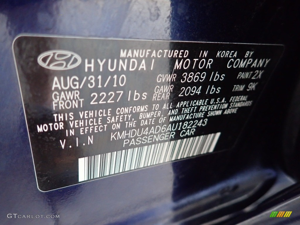 2010 Elantra GLS - Regatta Blue / Beige photo #24