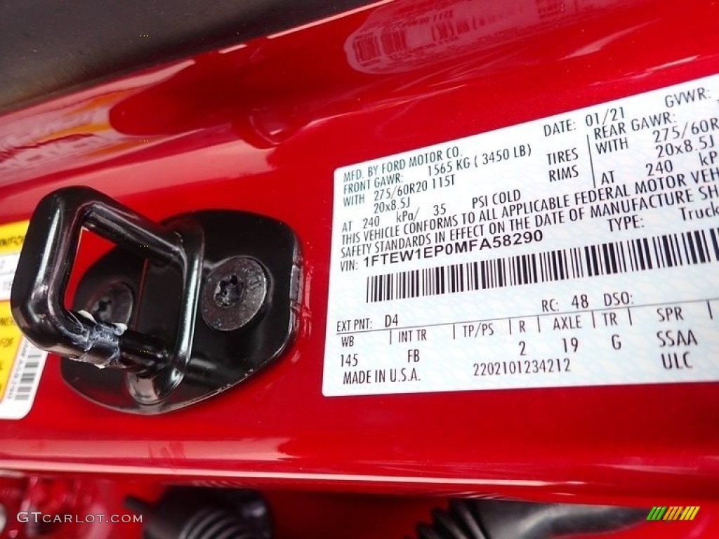 2021 F150 XLT SuperCrew 4x4 - Rapid Red / Black photo #11