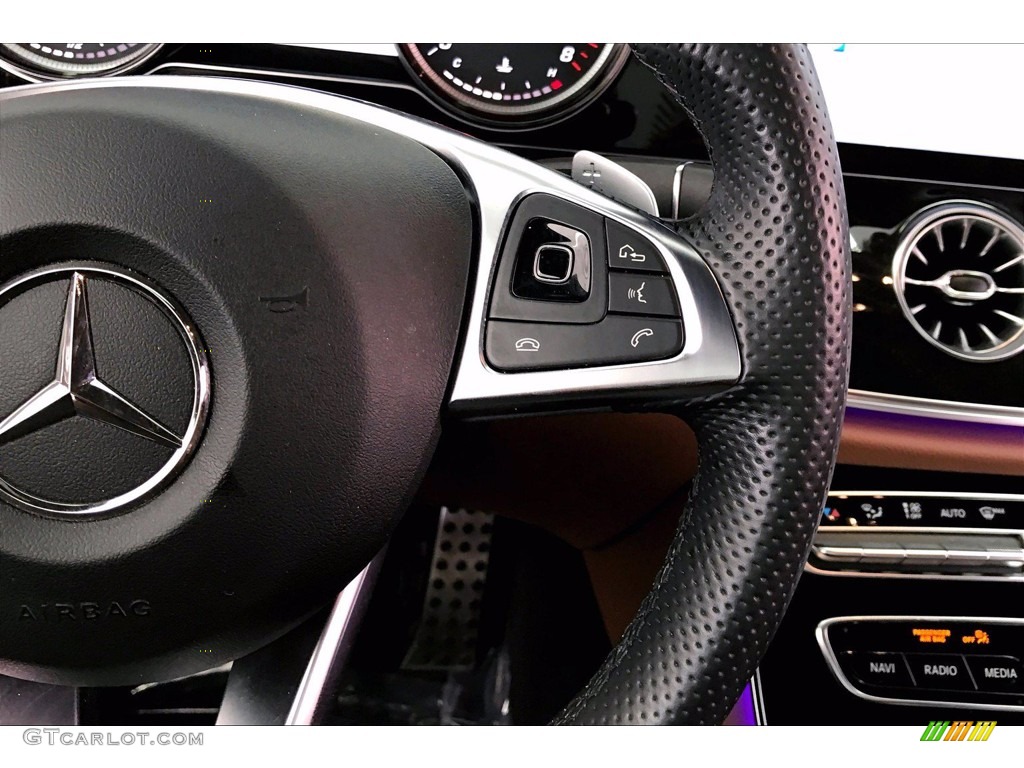 2018 Mercedes-Benz E 400 Coupe Saddle Brown/Black Steering Wheel Photo #141495056