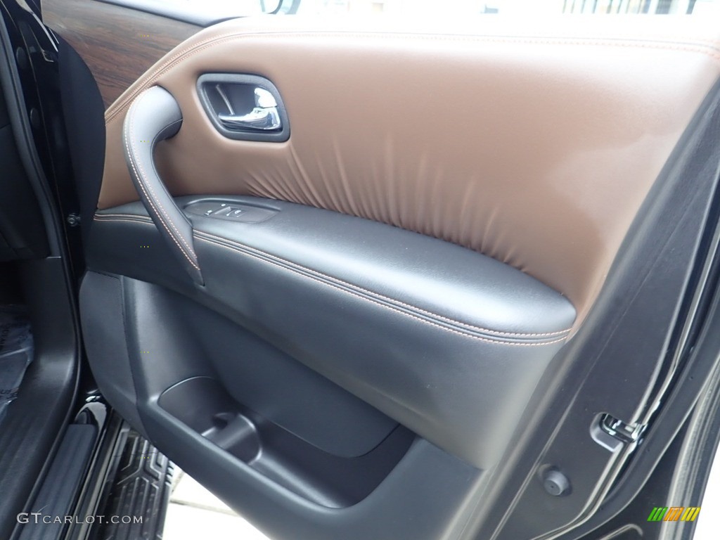 2019 Nissan Armada Platinum 4x4 Platinum Black/Brown Door Panel Photo #141497092