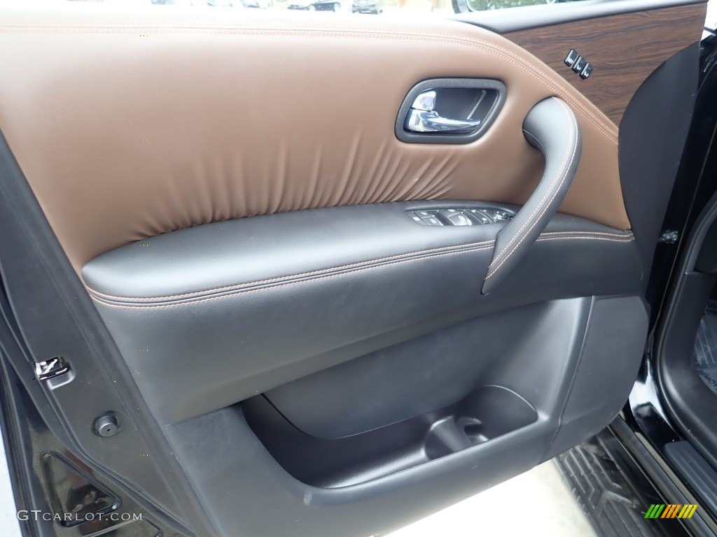 2019 Nissan Armada Platinum 4x4 Platinum Black/Brown Door Panel Photo #141497260