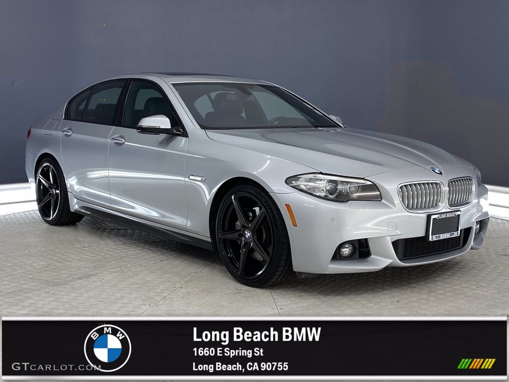 2015 5 Series 550i Sedan - Glacier Silver Metallic / Black photo #1