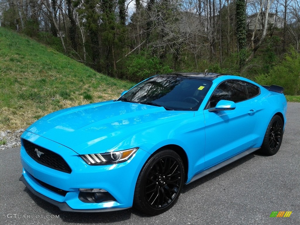 Grabber Blue 2017 Ford Mustang EcoBoost Premium Coupe Exterior Photo #141501866