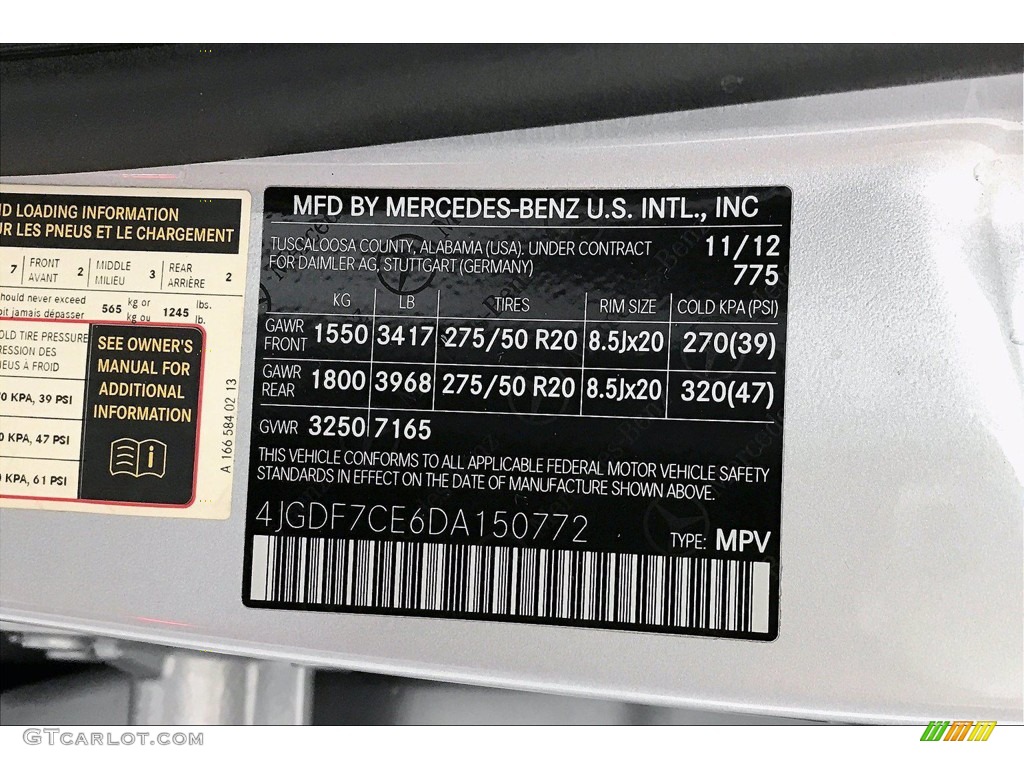 2013 GL Color Code 775 for Iridium Silver Metallic Photo #141506755