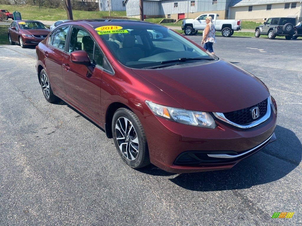 2013 Civic EX Sedan - Crimson Red Pearl / Beige photo #4