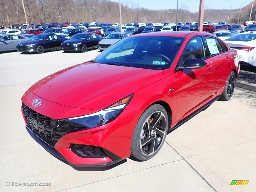 2021 Elantra N-Line - Scarlet Red Pearl / Black photo #5