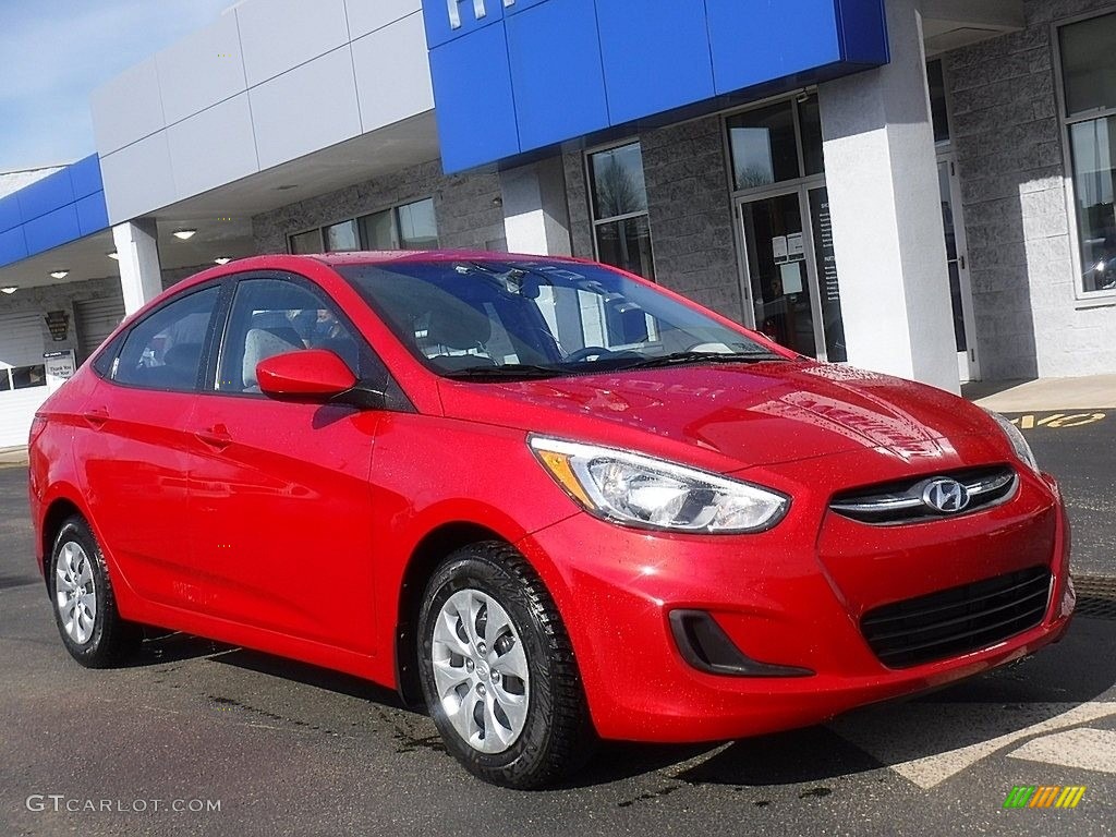 2016 Accent SE Sedan - Boston Red / Gray photo #1
