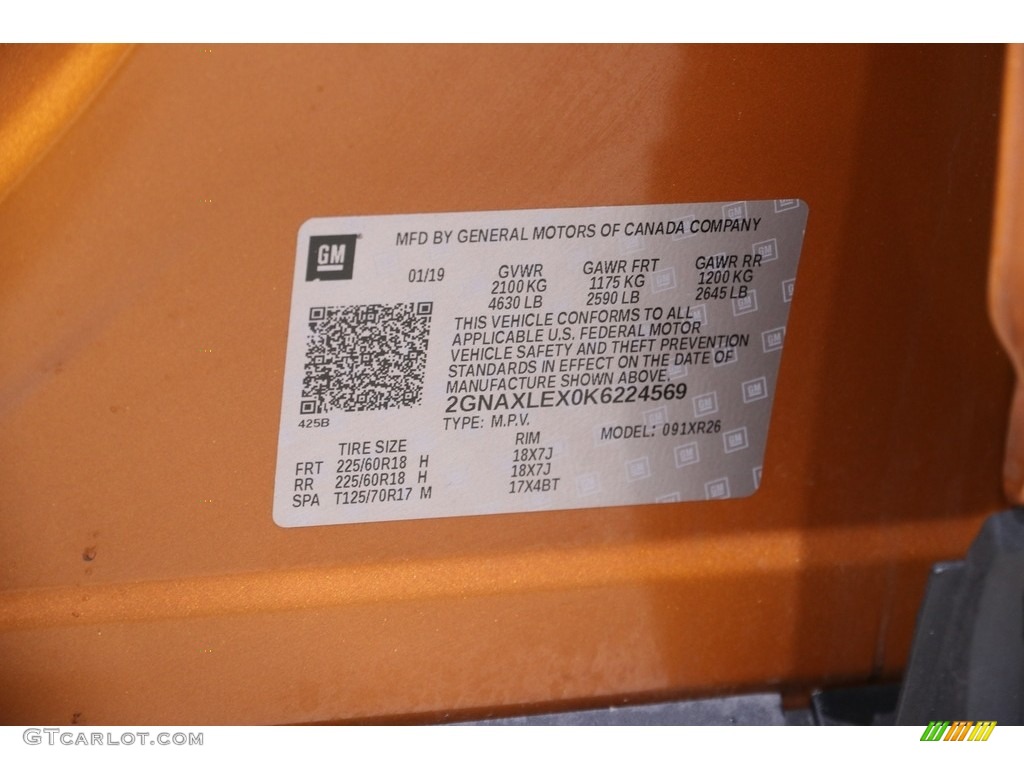 2019 Equinox LT - Orange Burst Metallic / Jet Black photo #21