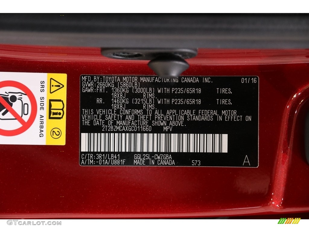 2016 RX Color Code 3R1 for Matador Red Mica Photo #141543858