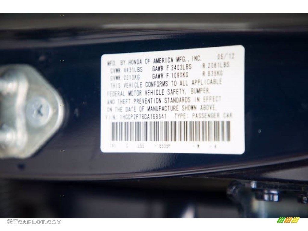 2012 Accord EX Sedan - Royal Blue Pearl / Gray photo #37