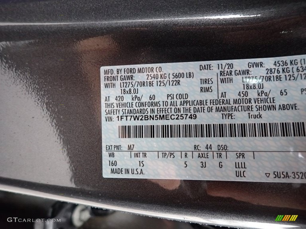 2021 Ford F250 Super Duty XLT Crew Cab 4x4 Color Code Photos