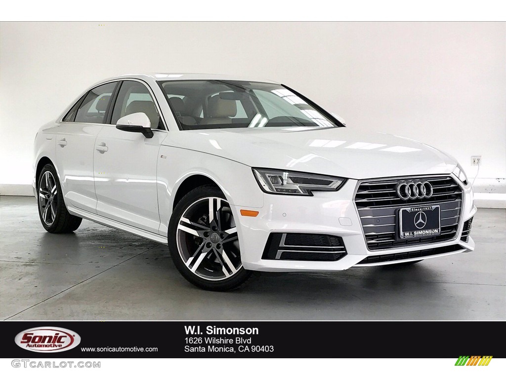 2018 A4 2.0T Premium Plus - Glacier White Metallic / Atlas Beige/Gray photo #1