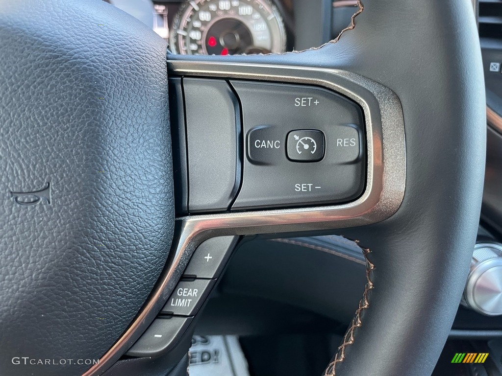 2021 Ram 1500 Long Horn Crew Cab 4x4 Black/New Saddle Steering Wheel Photo #141566189