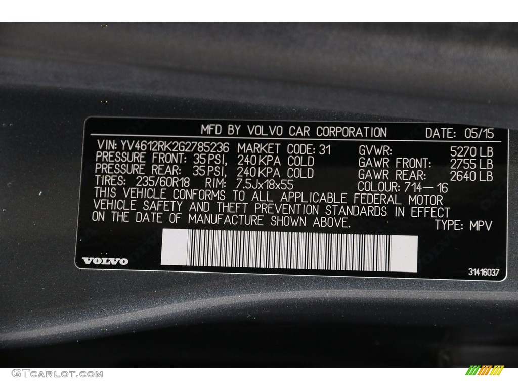 2016 XC60 T5 AWD - Osmium Grey Metallic / Beige photo #23