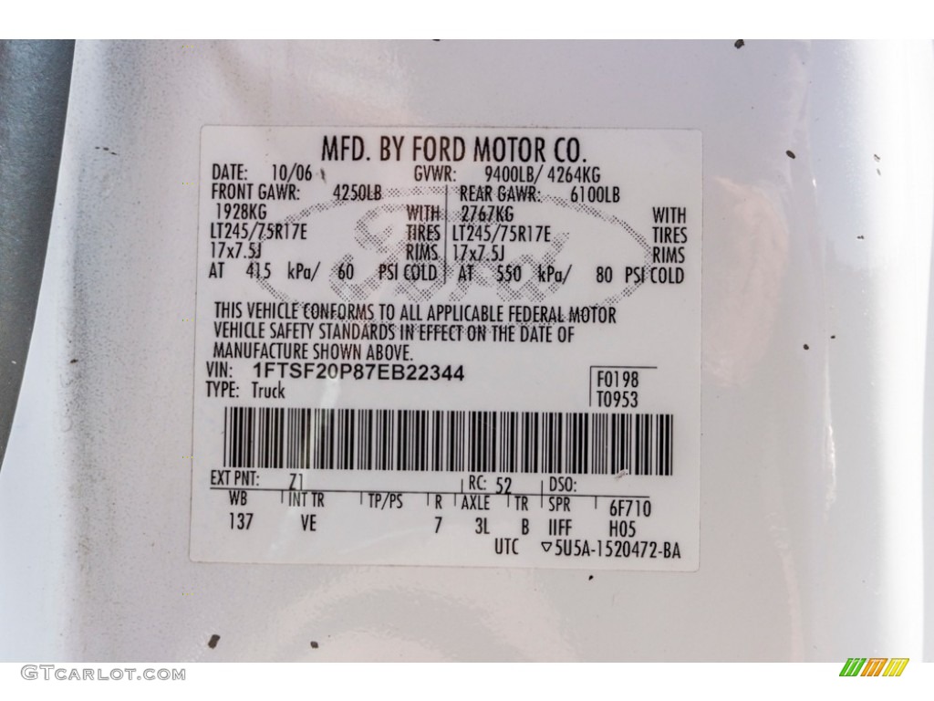 2007 F250 Super Duty XL Regular Cab - Oxford White Clearcoat / Medium Flint photo #41