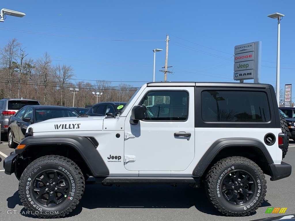 Bright White 2021 Jeep Wrangler Willys 4x4 Exterior Photo #141580149