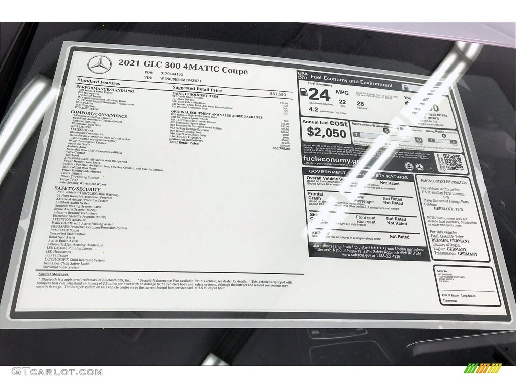 2021 Mercedes-Benz GLC 300 4Matic Coupe Window Sticker Photo #141608751