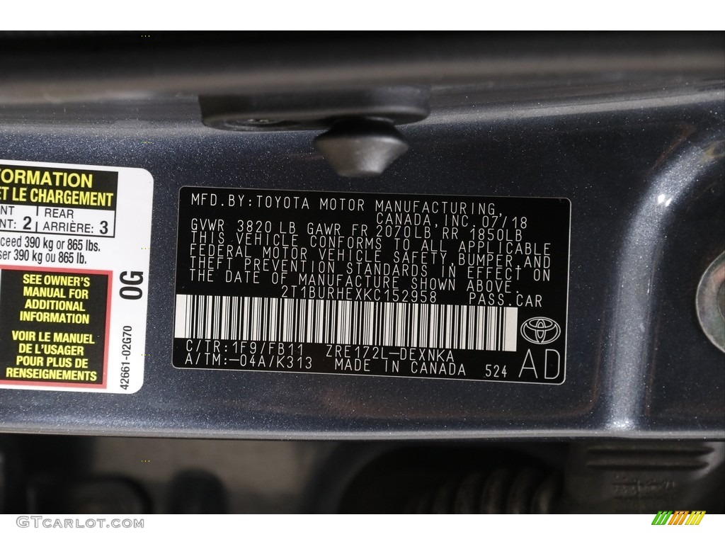 2019 Corolla LE - Slate Metallic / Ash/Dark Gray photo #18