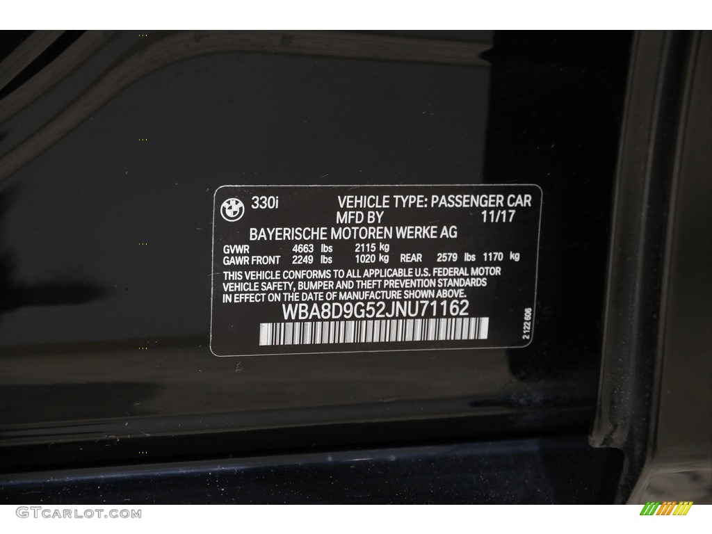 2018 3 Series 330i xDrive Sedan - Jet Black / Black photo #22