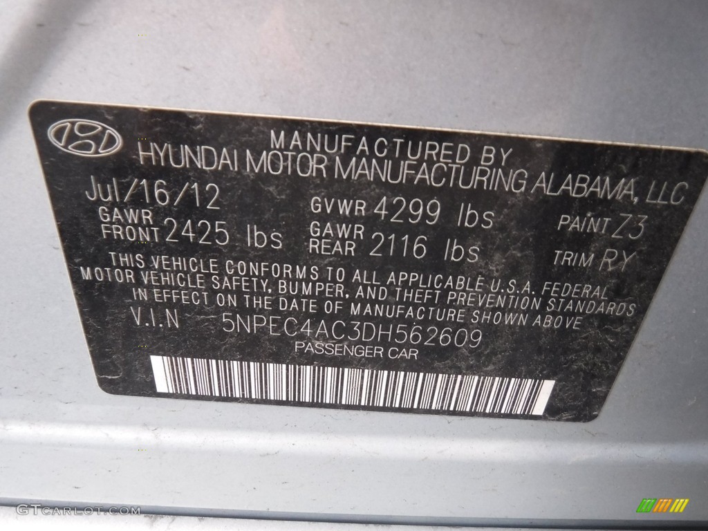 2013 Sonata SE - Iridescent Silver Blue Pearl / Gray photo #27