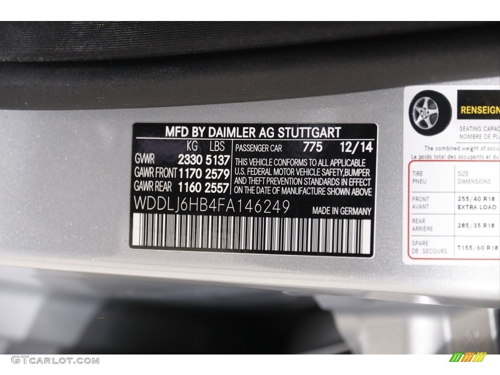 2015 Mercedes-Benz CLS 400 4Matic Coupe Color Code Photos