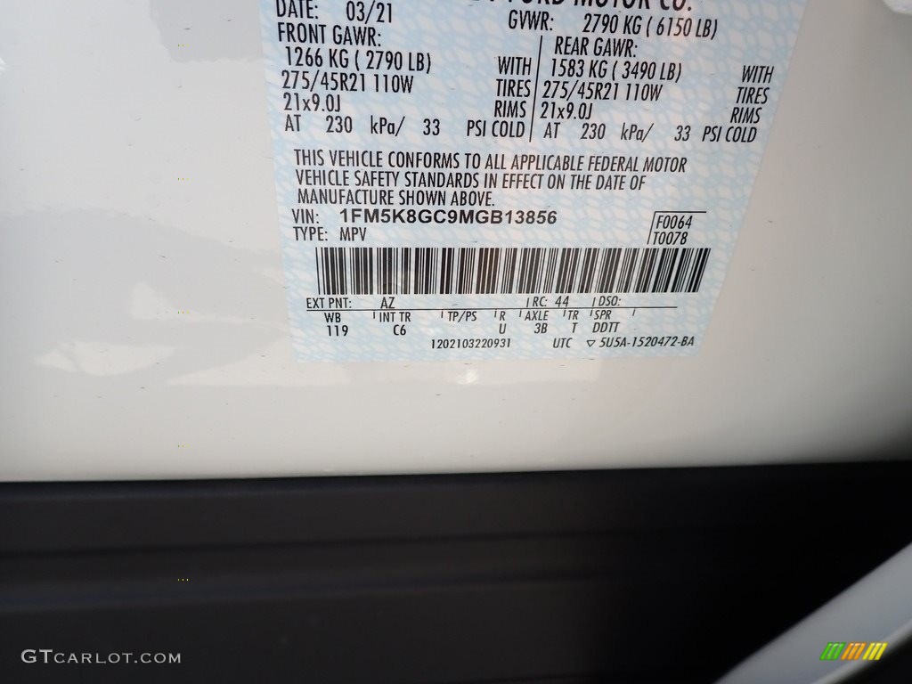 2021 Explorer ST 4WD - Star White Metallic Tri-Coat / Ebony photo #14