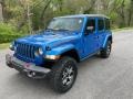 2021 Hydro Blue Pearl Jeep Wrangler Unlimited Rubicon 4x4  photo #2