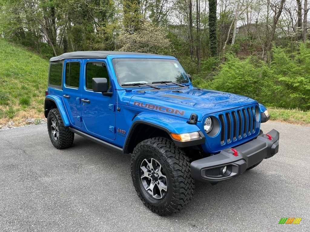 Hydro Blue Pearl 2021 Jeep Wrangler Unlimited Rubicon 4x4 Exterior Photo #141629496