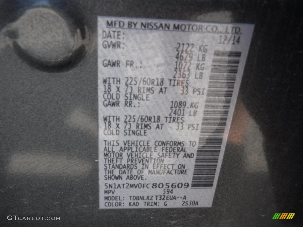 2015 Rogue SV AWD - Gun Metallic / Charcoal photo #29
