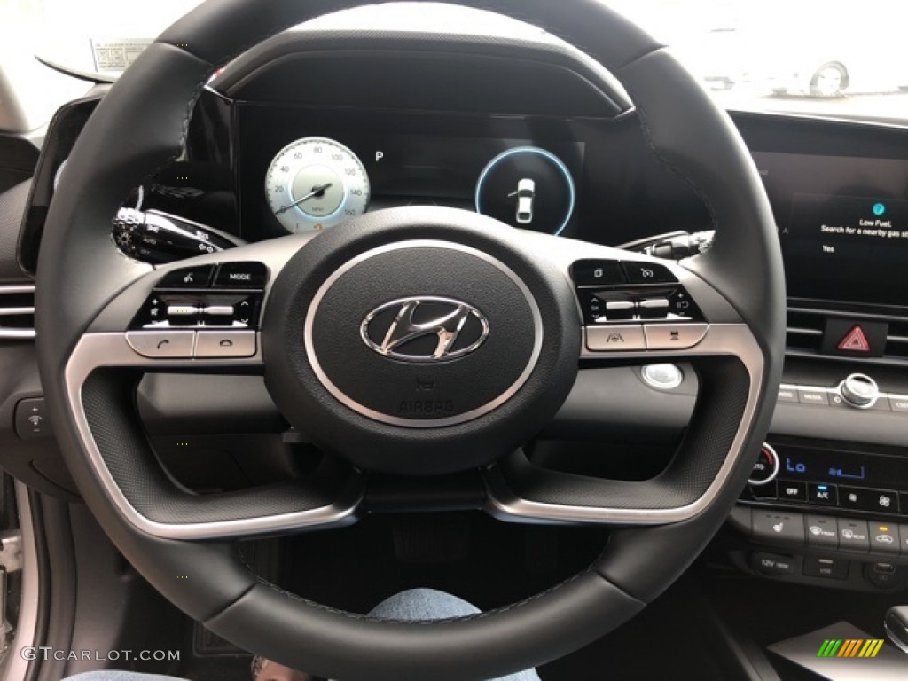 2021 Hyundai Elantra Limited Black Steering Wheel Photo #141633675