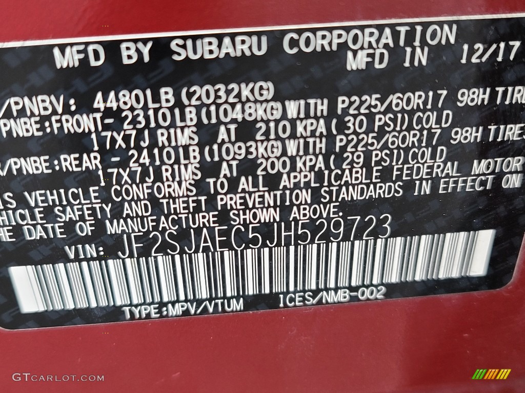 2018 Forester 2.5i Premium - Venetian Red Pearl / Platinum photo #34