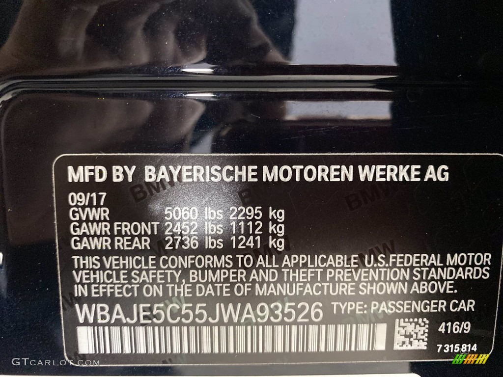 2018 5 Series 540i Sedan - Carbon Black Metallic / Cognac photo #37