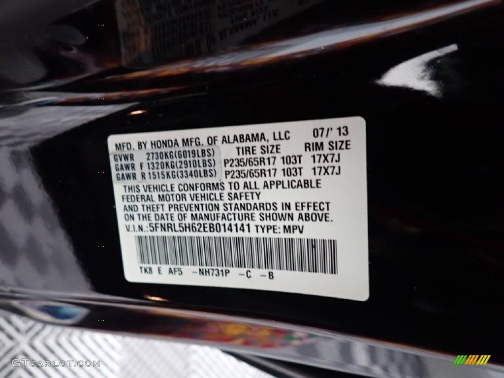 2014 Odyssey EX-L - Crystal Black Pearl / Truffle photo #44