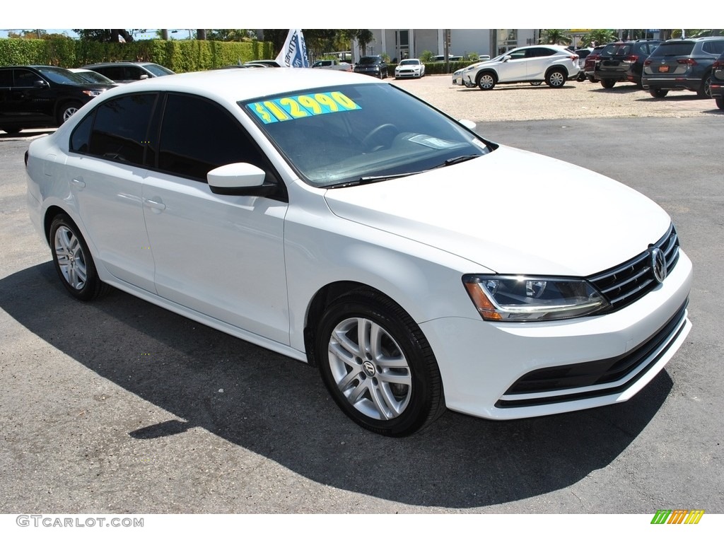 2018 Jetta S - Pure White / Black/Palladium Gray photo #2